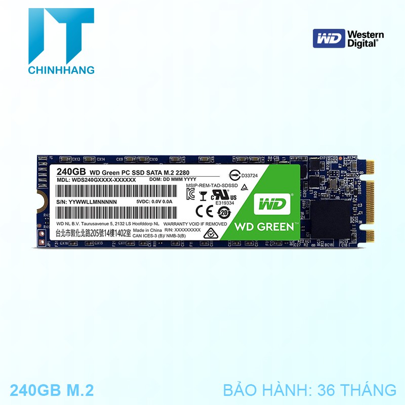 Ổ cứng SSD WD G2 240GB Chuẩn M.2 Green - Hàng Chính Hãng