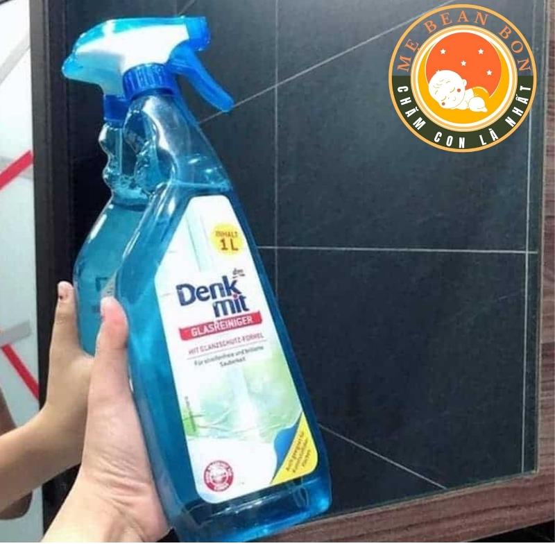 nước xịt  vệ sinh kính sạch sâu, sáng bóng, an toàn Denkmit  chai to 1 lit, hàng nội đỊa Đức - MẸ BEAN BON