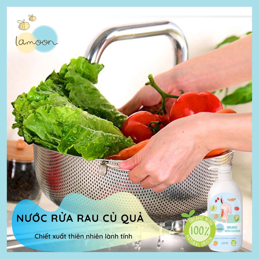 Nước rửa rau củ quả Organic cho bé Lamoon - Bình 450ml