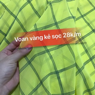 Vải voan vàng kẻ sọc sale 10k/m