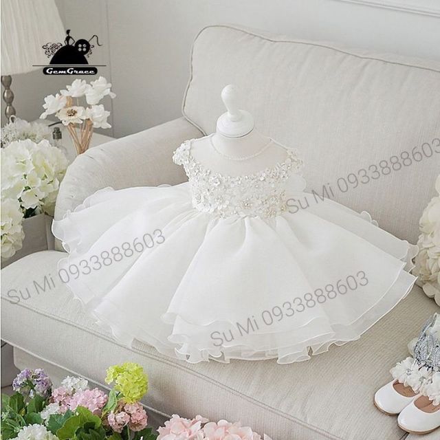 [TẶNG CÀI NƠ ] Đầm công chúa cô dâu cao cấp thiết kế cho bé
