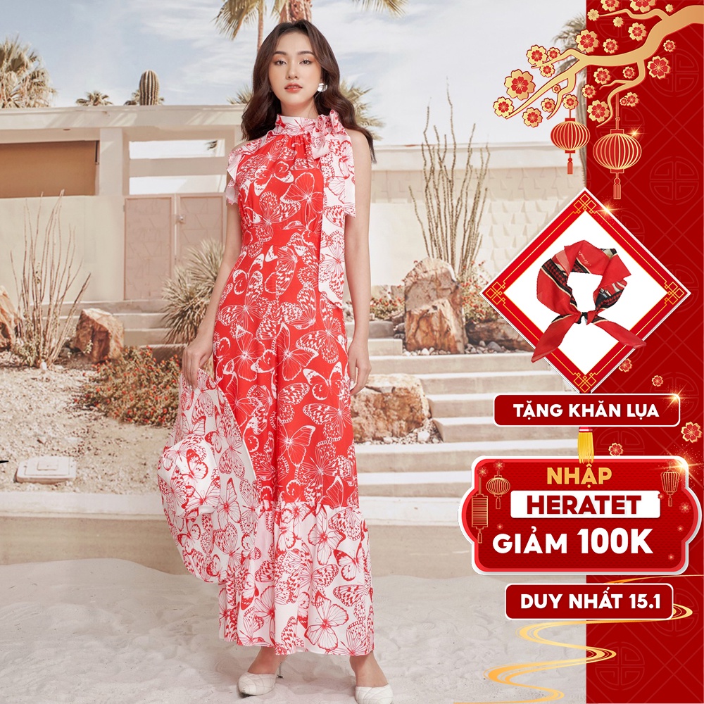 Jumpsuit Buộc Nơ Cổ HeraDG Chất Liệu Vải Cao Cấp Thiết Kế Dáng Quần Dài Ống Rộng Giúp Hack Chân, Tôn Vóc Dáng SJSBA005