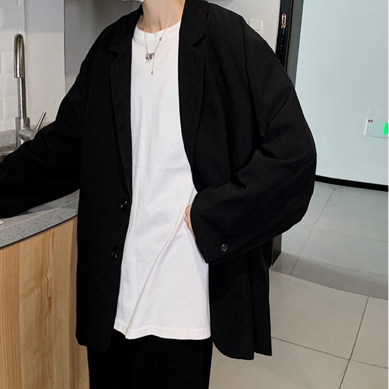 Áo khoác blazer phong cách Harajuku Hàn Quốc cá tính cho nam 2 màu lựa chọn