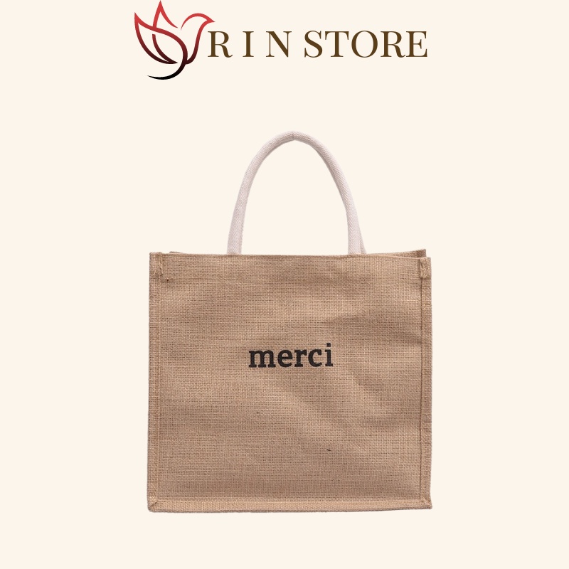 Túi Cói DU Lịch Sang Chảnh Có Lót và Khóa Kéo Bên Trong RIN