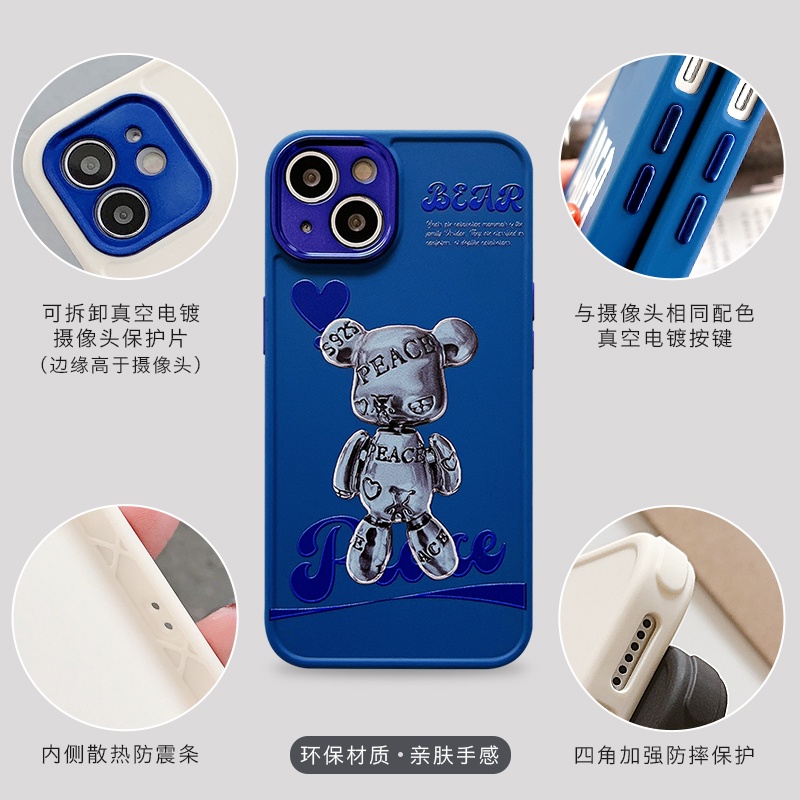 Ốp điện thoại in hình gấu sang trọng thích hợp cho iphone 13 12 11 Pro Pro max X XS XR Xs MAX 7 8 plus