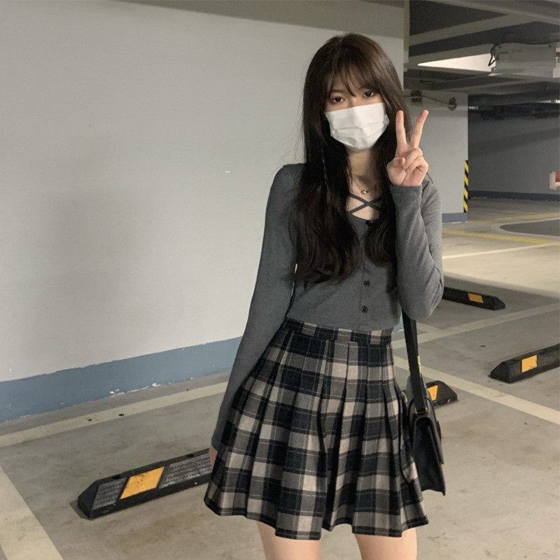 Set Áo Croptop Đan Dây + Chân Váy Tennis Dạ - Ulzzang - Titto Closet | BigBuy360 - bigbuy360.vn