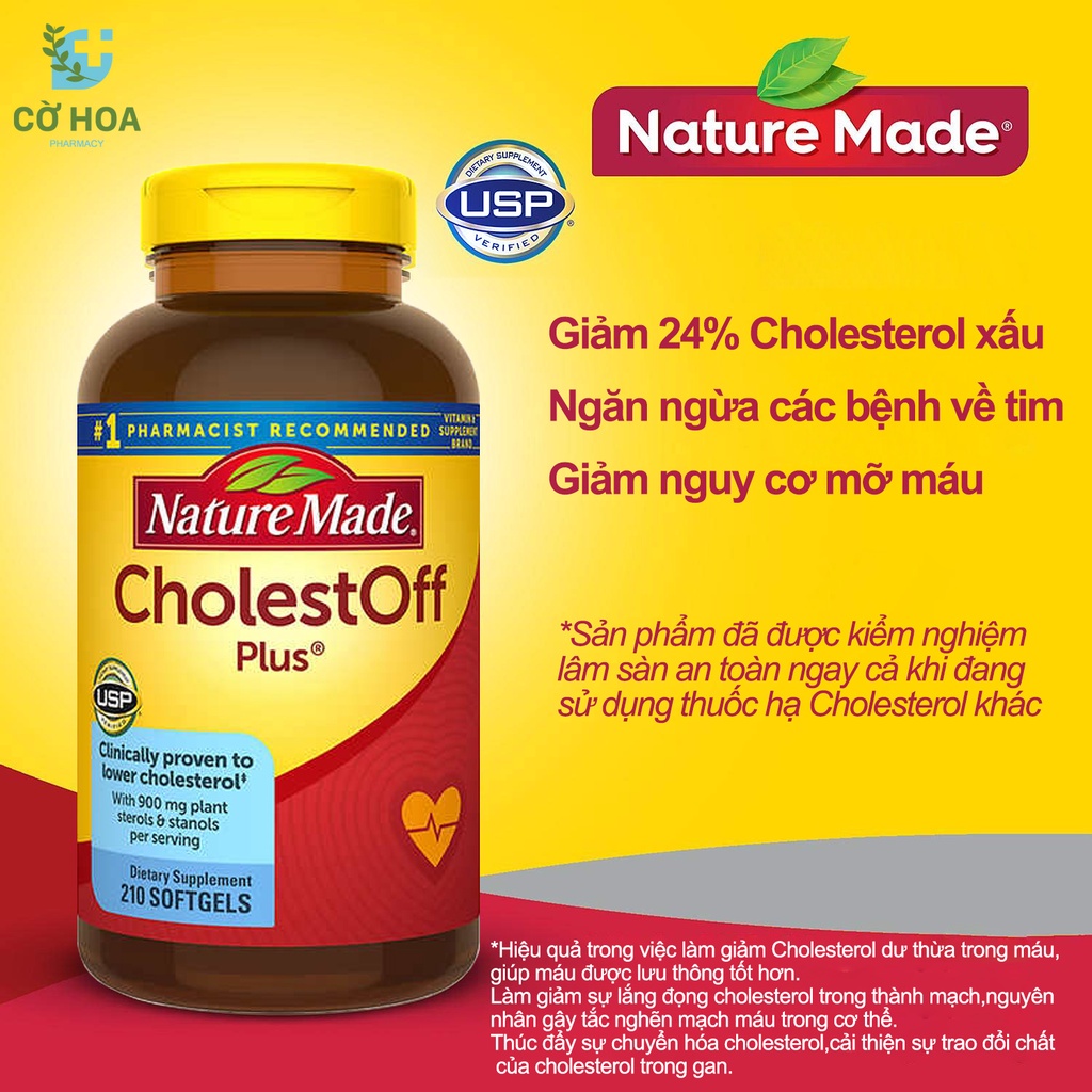 Viên uống giảm Cholesterol Nature Made CholestOff Plus - Hộp 210 viên