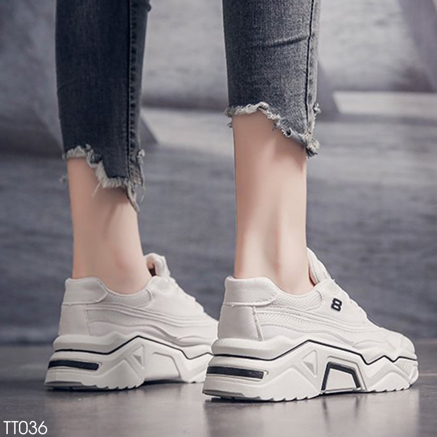 Giày Thể Thao Nữ, Sneaker Fnplas Hàn Quốc Đi Chơi Đế Cao 5CM 2020 - Chất Da Phối Vải Lưới Đẹp (Có video thật) TT035/36