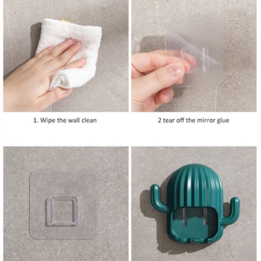 Kệ đựng bàn chải đánh răng dán tường kiểu dáng cây xương rồng Đồ Dùng Phòng Tắm Giá Để Bàn Chải đánh răng Kệ Nhà Tắm BCR