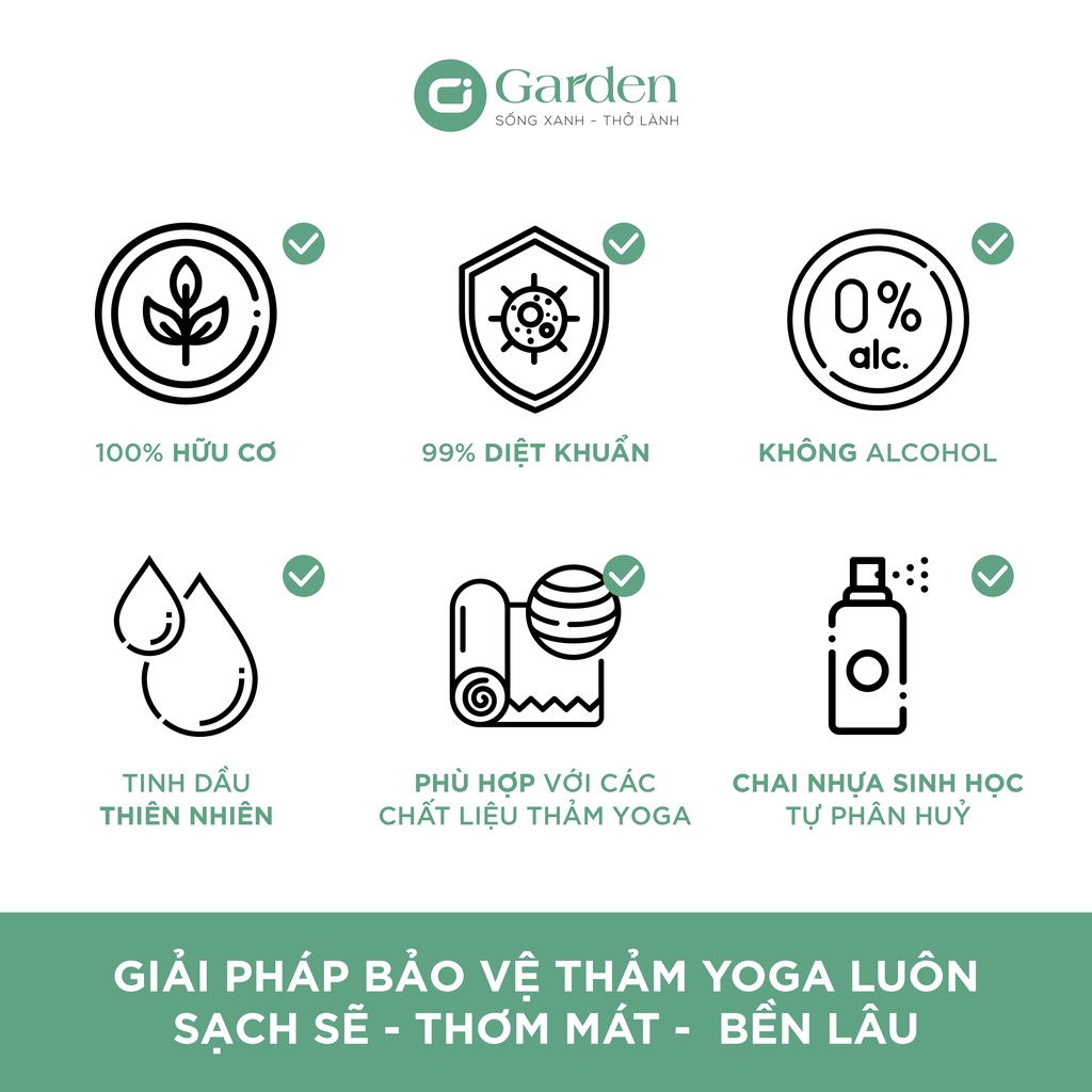 Tinh dầu xịt vệ sinh thảm yoga - YOGA MAT CARE - Vững yên - Hương thảo - 100ml - 100% thiên nhiên và hữu cơ - k hoá chất