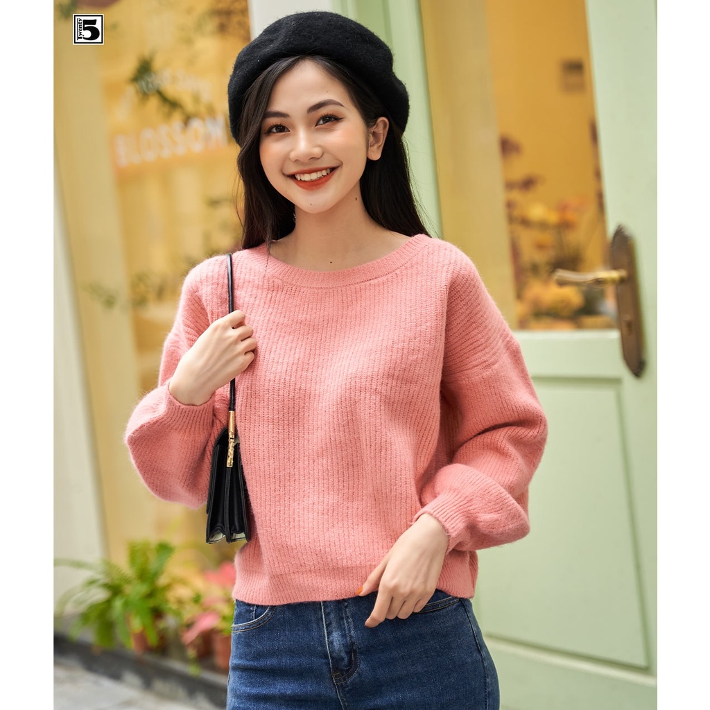Áo len tay bồng nữ, cổ tròn dáng ngắn Twentyfive 3513