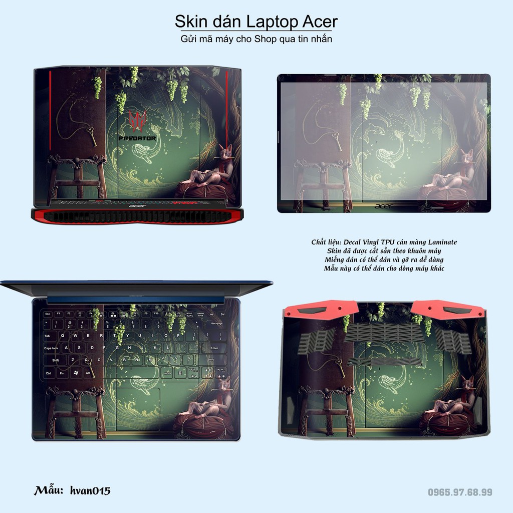 Skin dán Laptop Acer in hình Hoa văn nhiều mẫu 3 (inbox mã máy cho Shop)