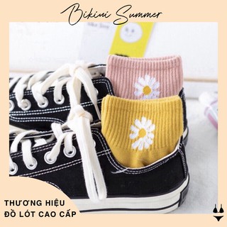 Túi 10 Đôi Tất Nữ Cổ Ngắn Cotton Hoa Cúc