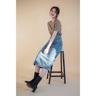 Chân váy jean nữ Méo shop dáng dài 8983