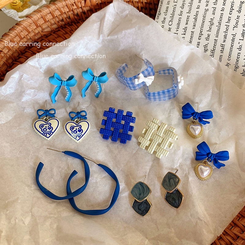 Khuyên Tai Hình Nơ Đính Đá Xanh Mới