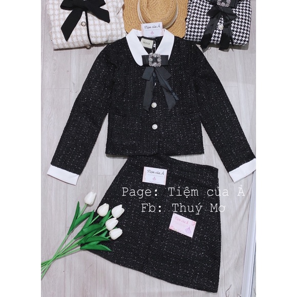 Sét dạ tiểu thư cao cấp tặng kèm nơ cài cổ full 3 màu kèm ảnh thật _Tiệm của Ả | BigBuy360 - bigbuy360.vn