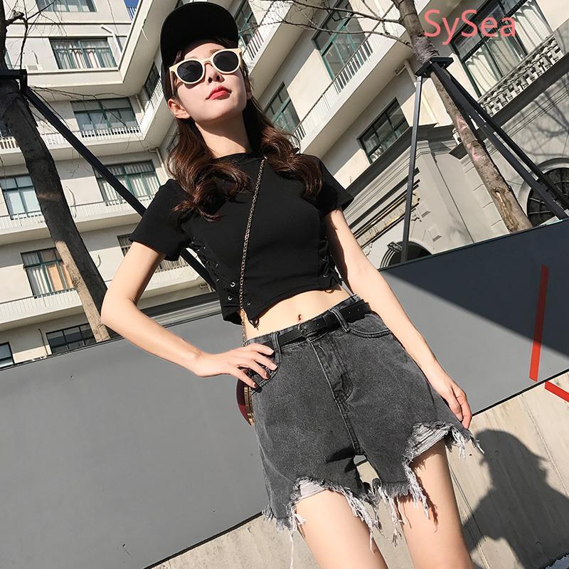 Quần Short Jean Lưng Cao Ống Rộng Thời Trang Mùa Hè Cho Nữ
