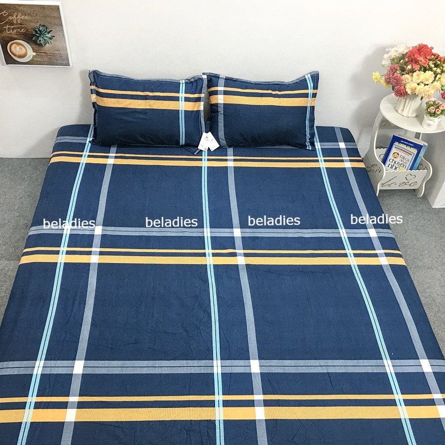 Vỏ ga bọc đệm 3 tấm 1 mặt ga trải gường kèm 2 vỏ gối nằm cotton poly cỡ 1m2 1m6 1m8 2m | BigBuy360 - bigbuy360.vn