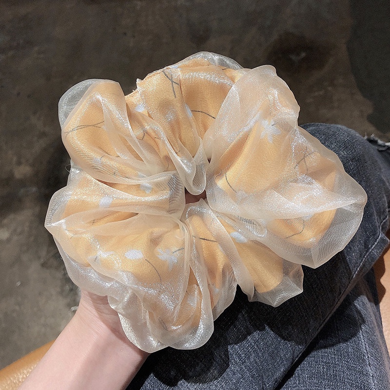 Dây buộc tóc vải lưới nhiều lớp họa tiết hoa đơn giản xinh xắn