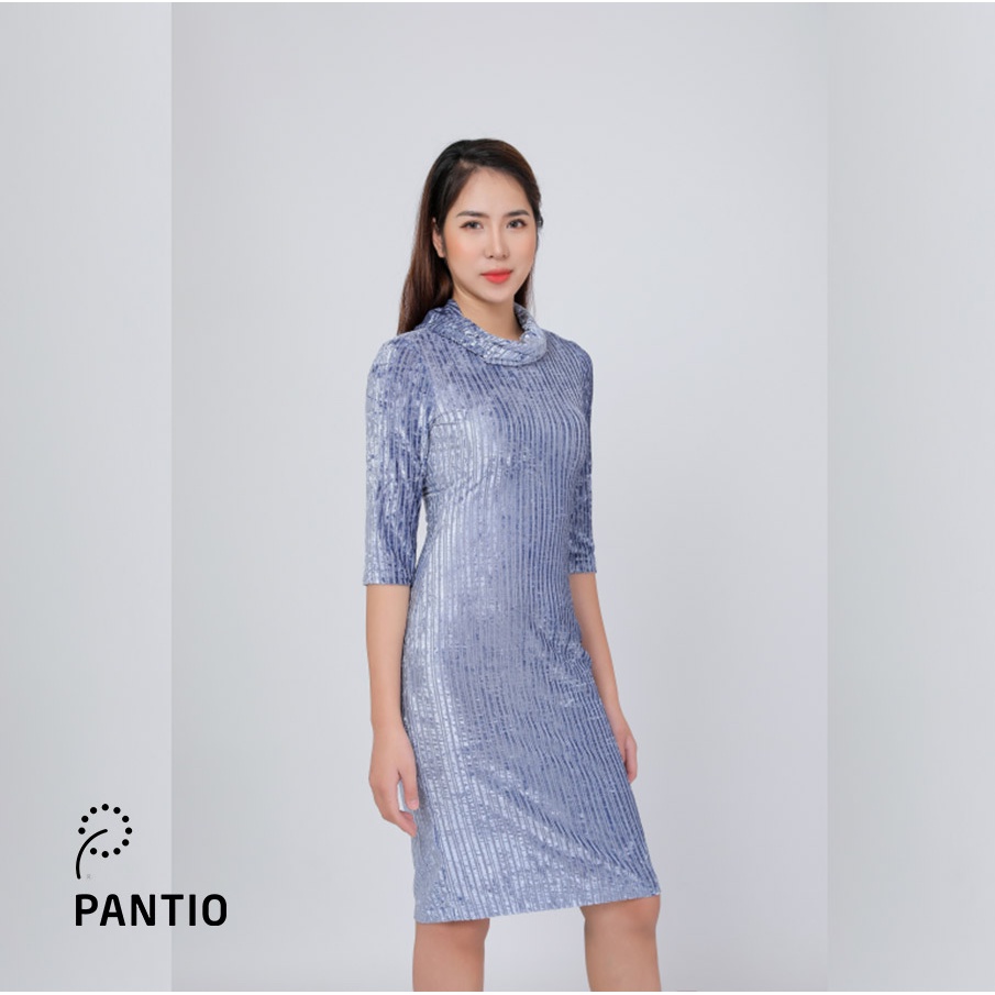 FDP92195 - Đầm dạo phố chất nhung mỏng tay lỡ thiết kế đơn giản - PANTIO