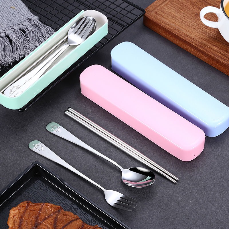 Bộ 3 chi tiết đũa, thìa, dĩa inox có hộp tiện lợi 88085 KOREA STORE88