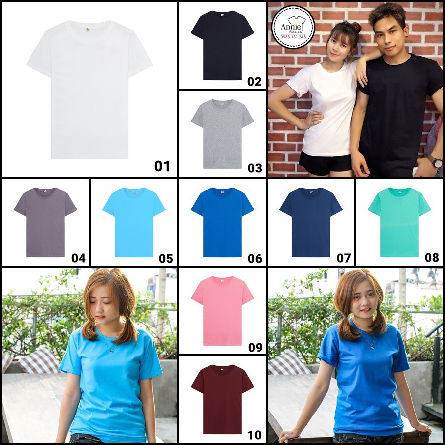 Áo thun trơn phom suông Thái Lan AT001 - AT010, unisex Nam Nữ | Shopee Việt Nam