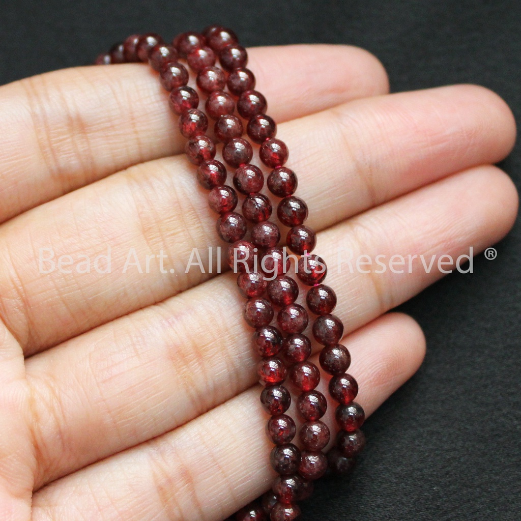 4MM Đá Hồng Lựu  Loại AB, Hoả, Thổ, Vòng Tay Phong Thuỷ, Chuỗi Hạt S50 - Bead Art