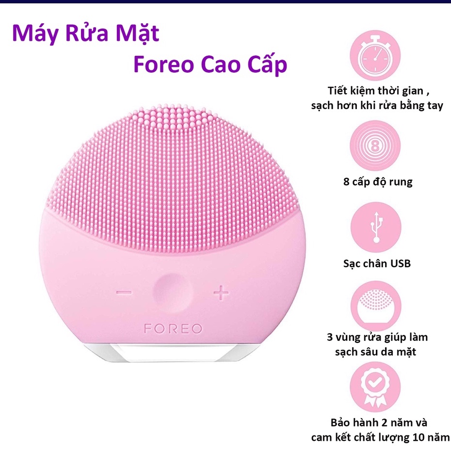 Máy Rửa Mặt Cao Cấp - Máy Rửa Mặt Foreo Luna Mini 2 chính hãng Rung Sóng Siêu Âm Sonic 4.0