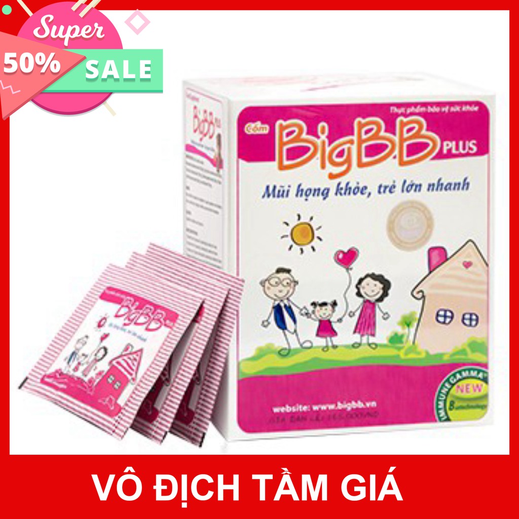 Cốm BigBB plus hồng giúp mũi họng khỏe, trẻ lớn nhanh, tăng sức đề kháng giảm mắc bệnh hô hấp (20 gói)