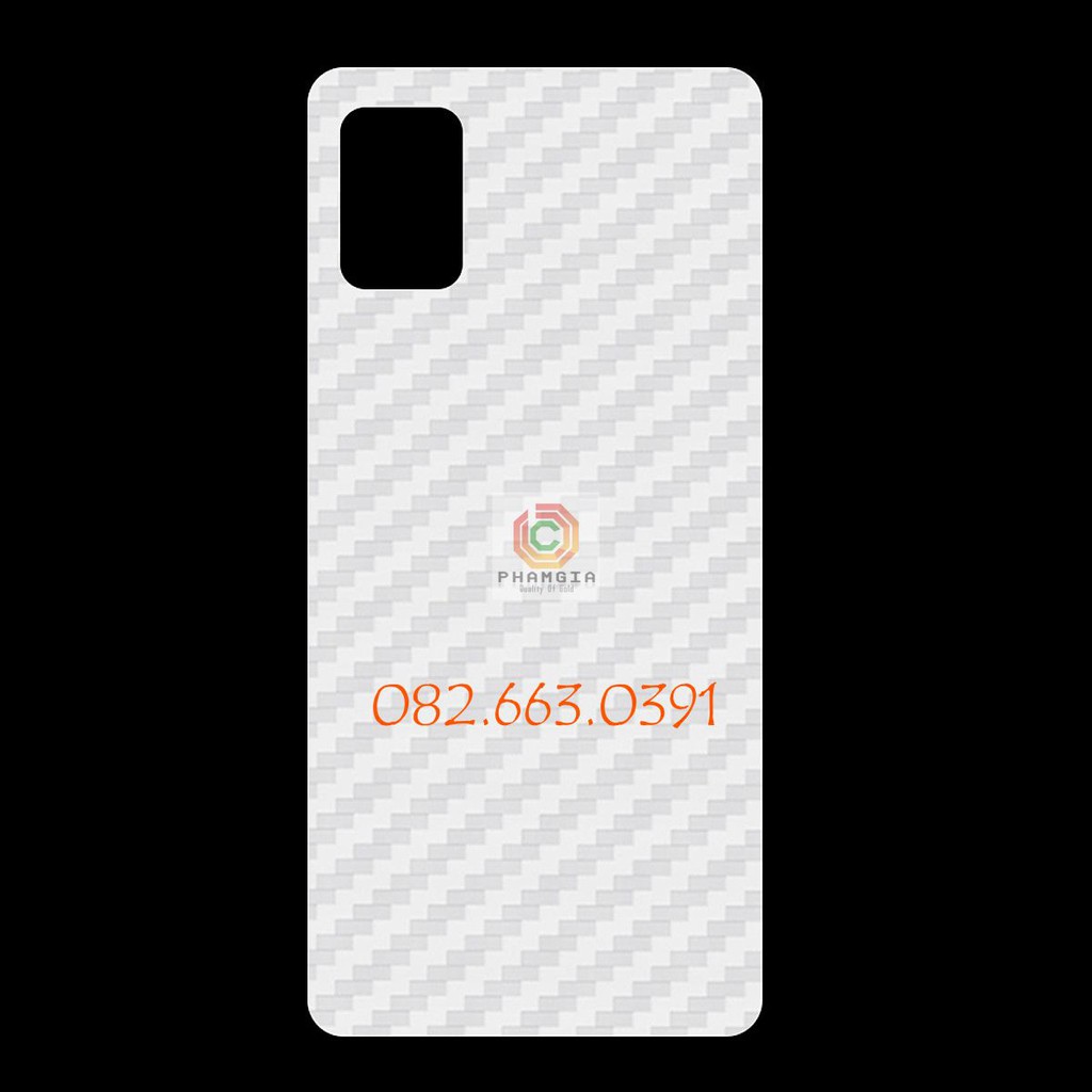Skin Dán carbon mặt sau cho Samsung Galaxy a51 vân 3D, full keo dễ dán