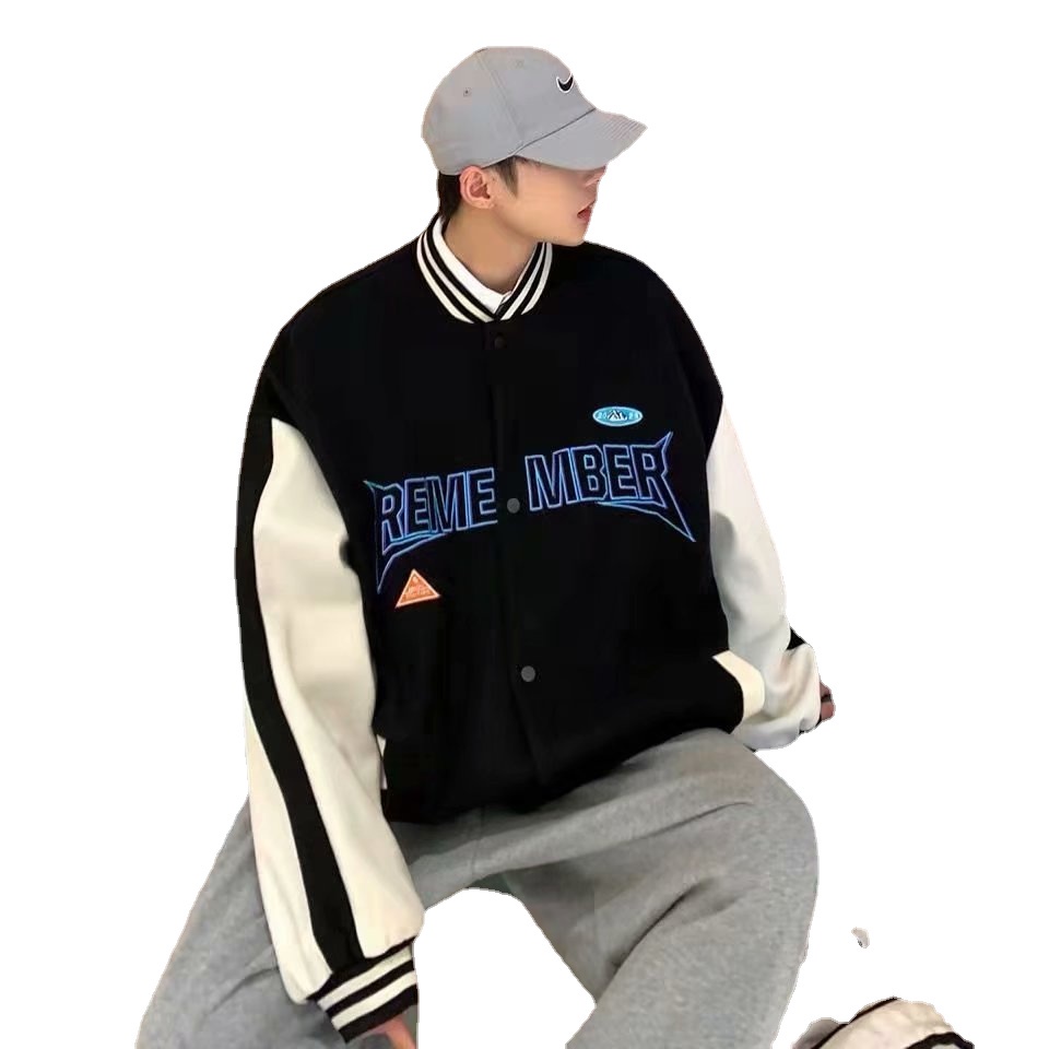 Áo khoác bóng chày tay dài dáng rộng size S-3XL in họa tiết chữ cái phong cách Nhật Bản thời trang thu đông unisex