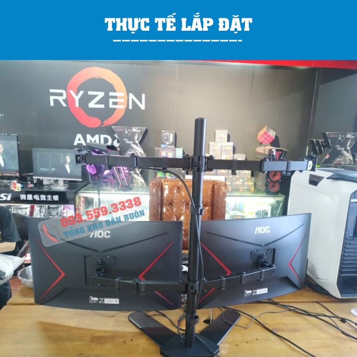 Giá Treo 4 Màn Hình M044 Cao Cấp 17 - 27 Inch / Tải Trọng 8Kg 1 Tay - Tay Treo Màn Hình Thiết Kế Chân V Để Bàn Chắc Chắn