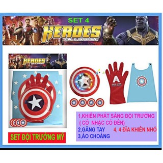 [20 BỘ] SET Siêu nhân 3D-Đồ siêu nhân cho bé-Set Áo choàng+mặt nạ+khiên+bao tay tay biệt đội siêu anh hùng cho bé trai/g