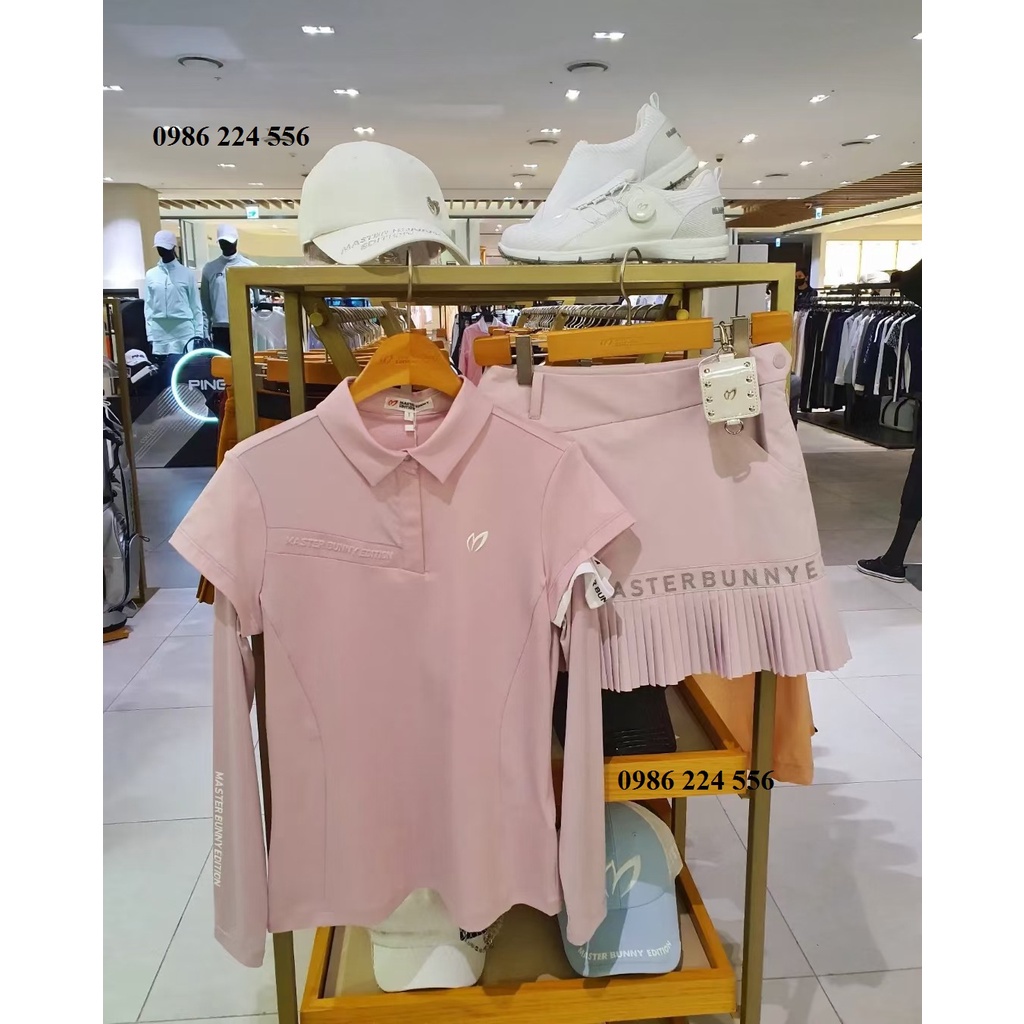 Set áo dài tay kèm chân váy golf nữ MBE thể thao Hàn Quốc co giãn 4 chiều cao cấp