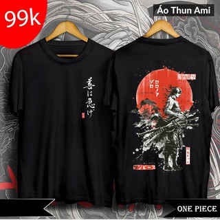 ⚡️FREESHIP⚡️Áo Thun In 2 Mặt Hình Roronoa Zoro Mẫu Áo Đen Cực Đẹp - One Piece