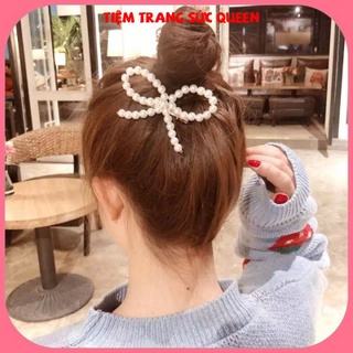 Kẹp tóc đính hạt bản to phong cách tiểu thư