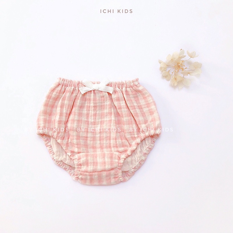 Quần bí cho bé gái sơ sinh đến 3 tuổi vải xô muslin