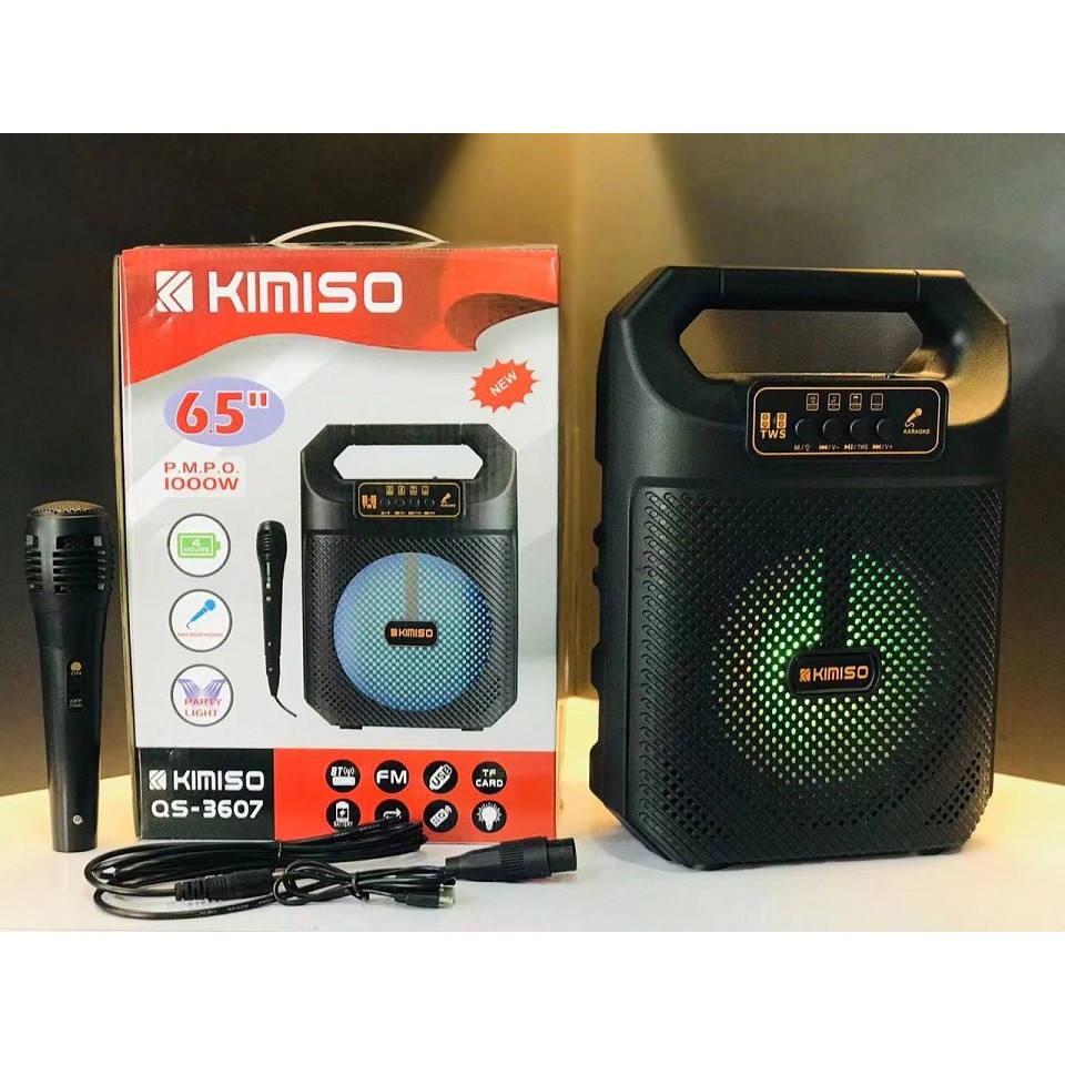 Loa Bluetooth Mini Nhỏ Gọn, Tặng Kèm Micro Hát Karaoke Âm Bass Hay - Kimiso QS 3607 - Chính Hãng