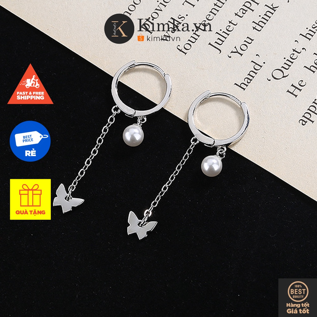 (0146) Khuyên Tai Dài 🦋 Ngọc Đơn Giản Nữ Tính Phong Cách Hàn Quốc