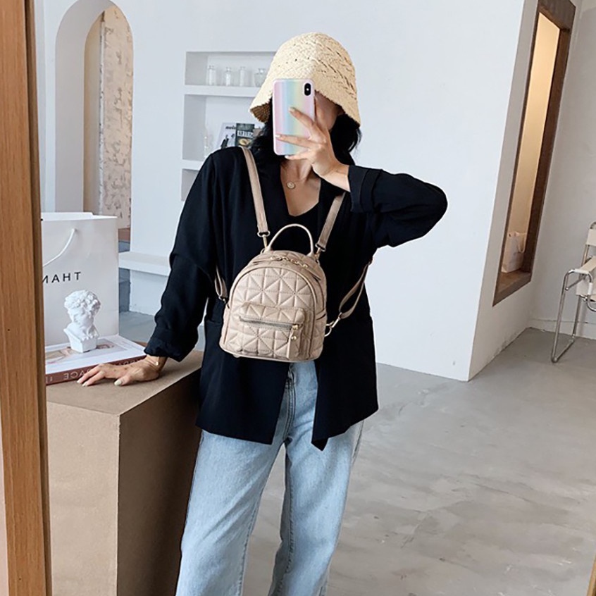 Balo Nữ Thời Trang, Balo Mini ô trám da mềm siêu hot phong cách Hàn Quốc Giá Rẻ Chất Lượng TX49