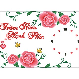 Tranh Thêu Chữ Thập Đồng Hồ Trăm Năm Hạnh Phúc 7