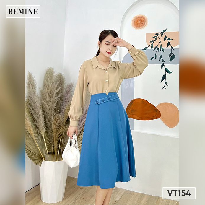 Váy dây đai 3 nút BEMINE VT154XANH