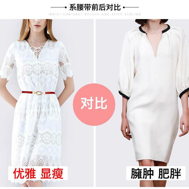 Small black belt, easy to coordinate with simple Korean style dresses for women