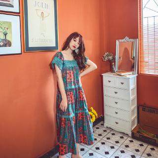 Đầm Phối Ren In Họa Tiết Thổ Cẩm Màu Sắc Đa Dạng Phong Cách Retro