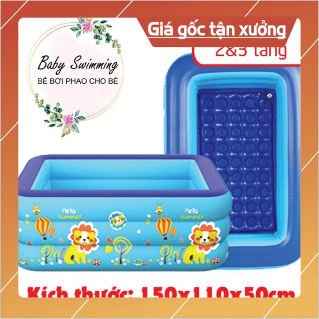 [ sale mùa hè] Bể Bơi Phao Cho Bé - 2+3 Tầng – 1m5 – Có Đáy Chống Trượt .