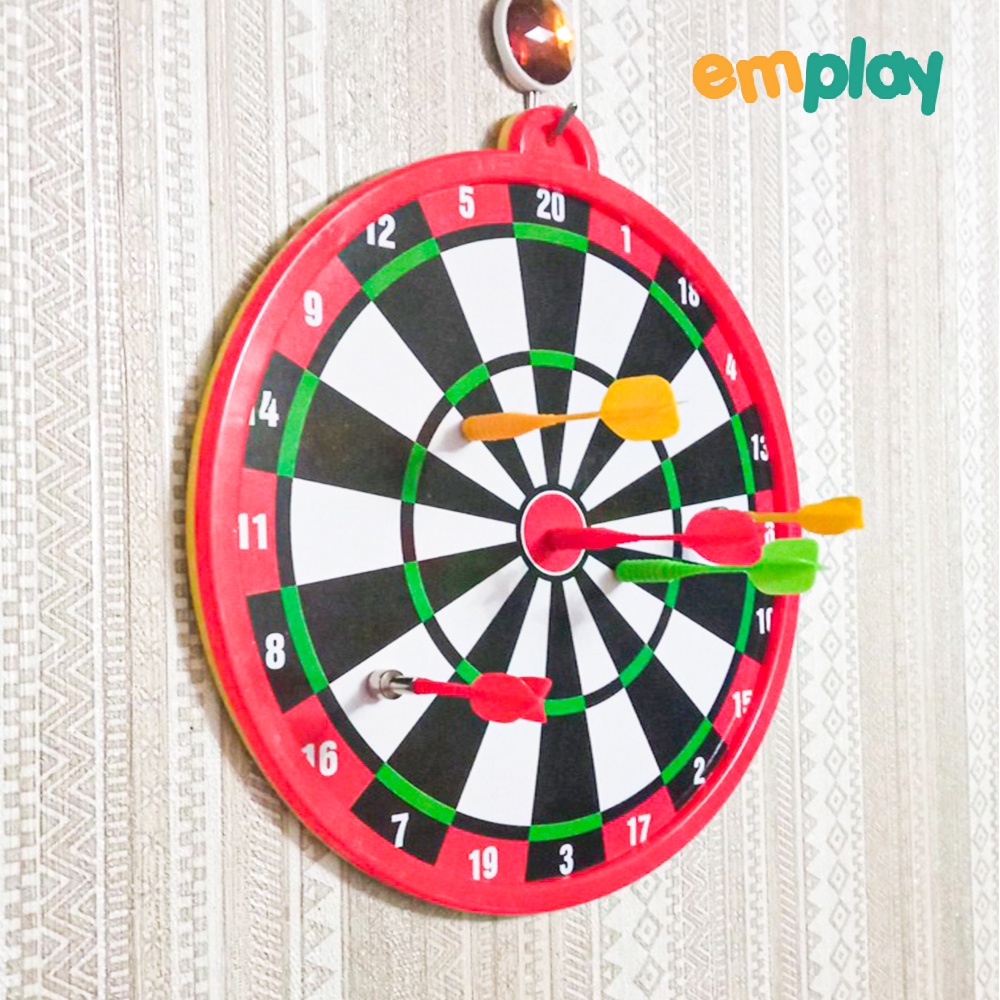 Phi tiêu nam châm Emplay gồm 1 bia mục tiêu 2 mặt và 3 tiêu an toàn cho trẻ nhỏ thoải mái vận động thể thao khoẻ mạnh