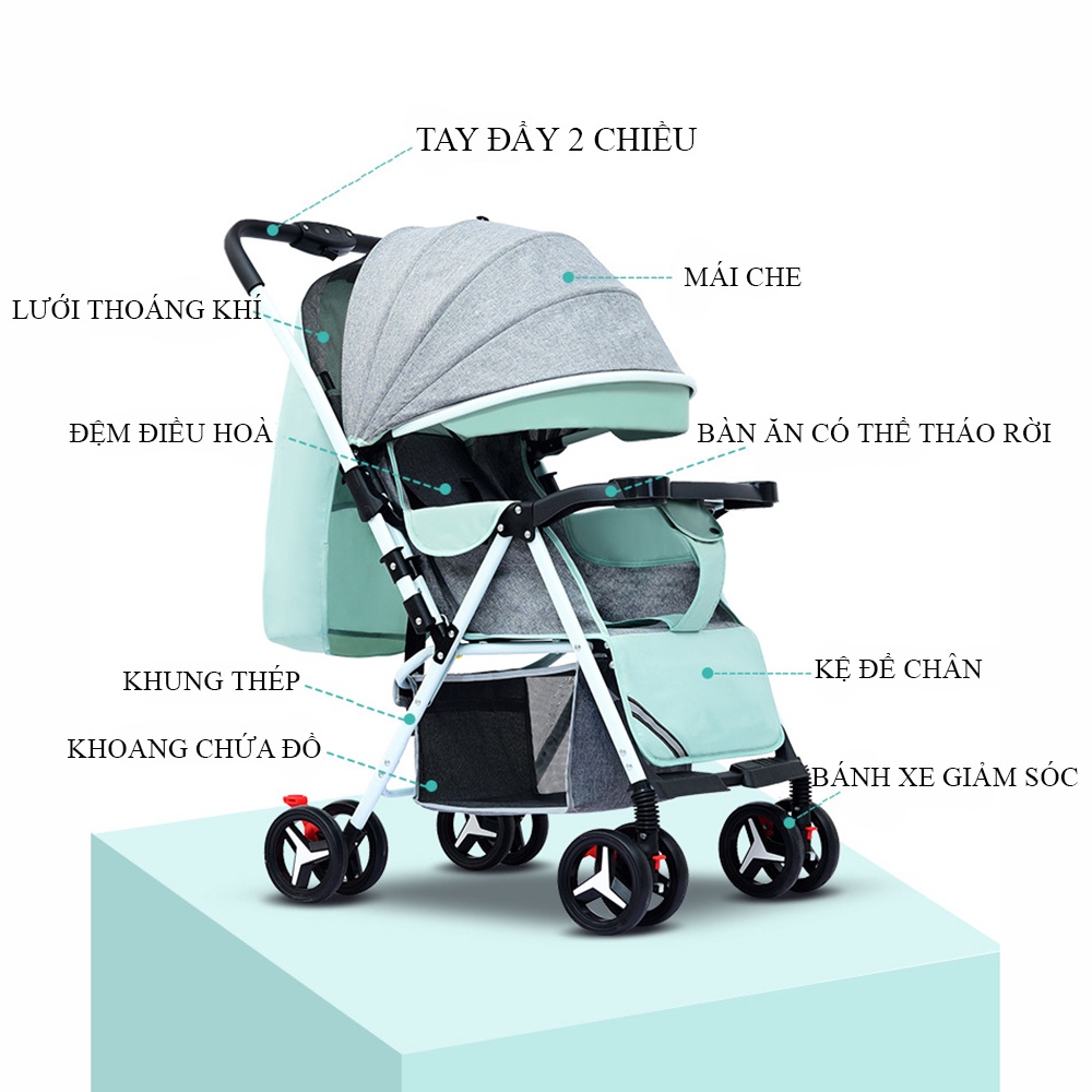 Xe nôi cho bé chính hãng LUXURY-Tính năng tiện dụng đầy đủ dành cho mẹ và bé-COMBO quà tặng siêu khủng-Bảo hành 24 tháng