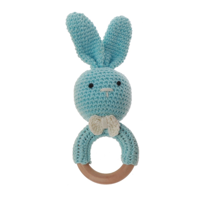 Mặt Dây Chuyền Cấp Thực Phẩm Hình Tròn Hình Thỏ Đan Len Dễ Thương Cho Bé