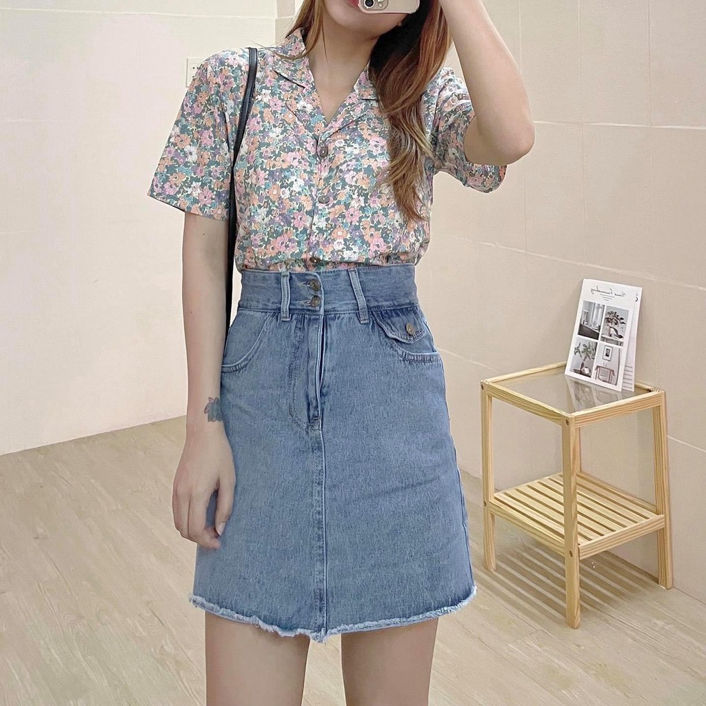 Áo SM hoa nút gỗ freesize Pumi