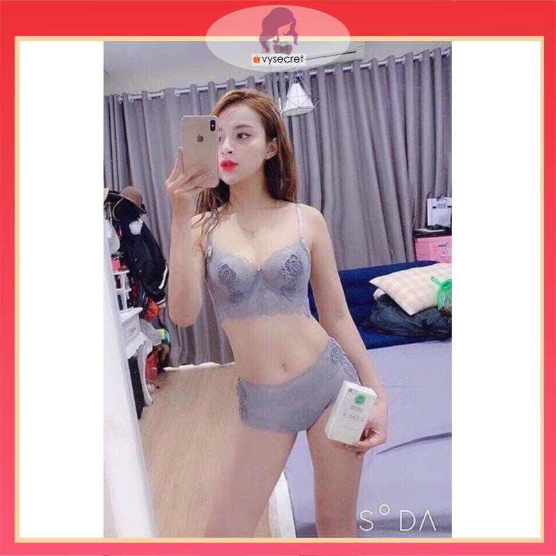 BỘ ÁO LÓT REN CAO CẤP 🔥KÈM QUÀ TẶNG 🔥 Bộ lót charm hoa hồng có gọng không mút đệm,ôm ngực nâng ngực cực đỉnh.